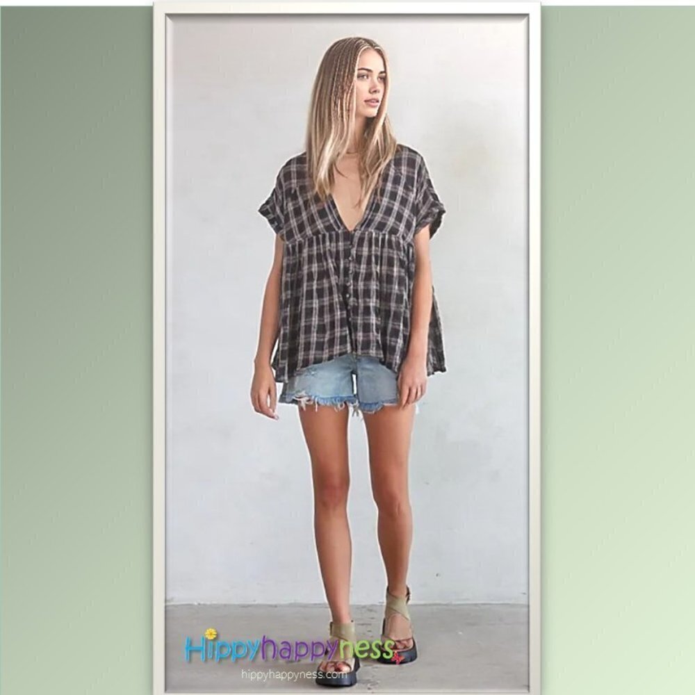 New By Together Brand Babydoll Tunic Plaid NWT - Picture 2 of 3